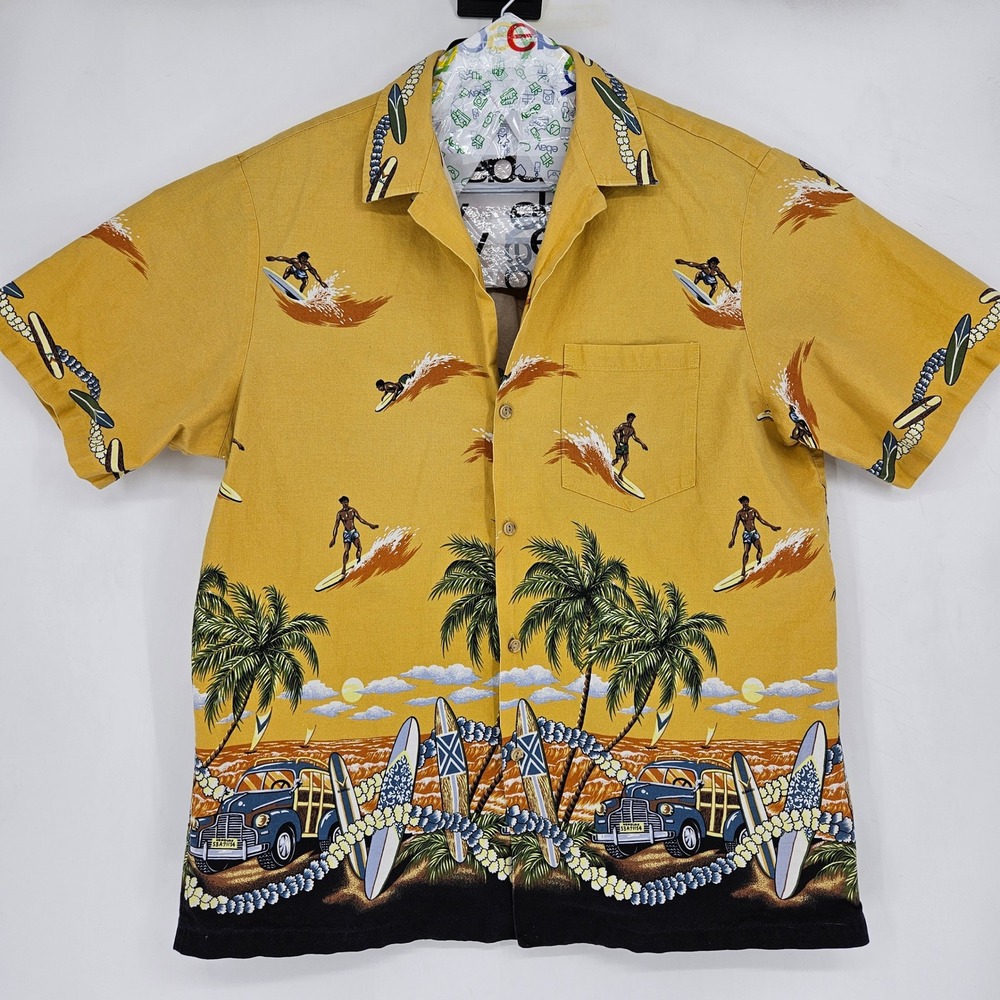 Vintage Kolekole Hawaiian Shirt Mens XL Surfing Dude All Over Print Short Sleeve